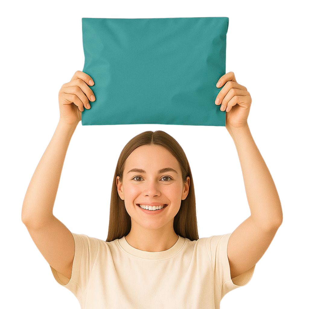 Hotmelt tutkallı cepsiz koyu yeşil kargo poşeti – e-ticaret ve pazaryeri gönderilerinde kullanılan, hafif ve dayanıklı yapısıyla ürünleri korur, içerisine konulan ürün görünmez ve bir kez kapatıldığında yırtılmadan açılamaz.